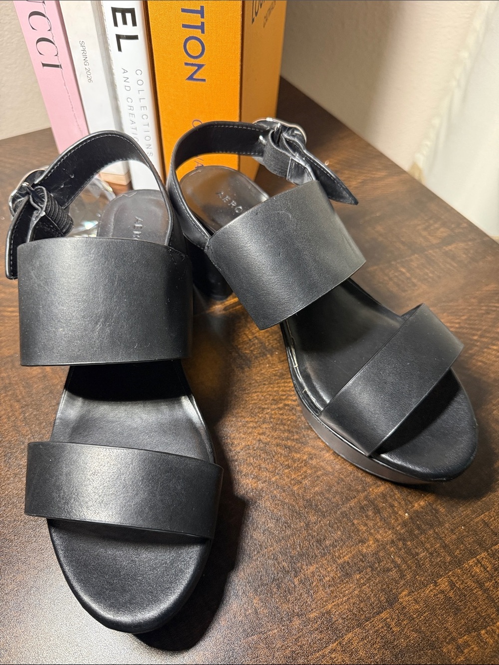Aerosoles Camera Women's Black Wide-Strap Slingback Sandals